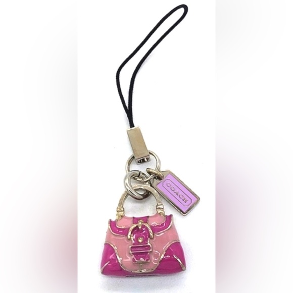COACH Vintage Lanyard Pink Purse Keychain FOB Purse Charm - Picture 2 of 6
